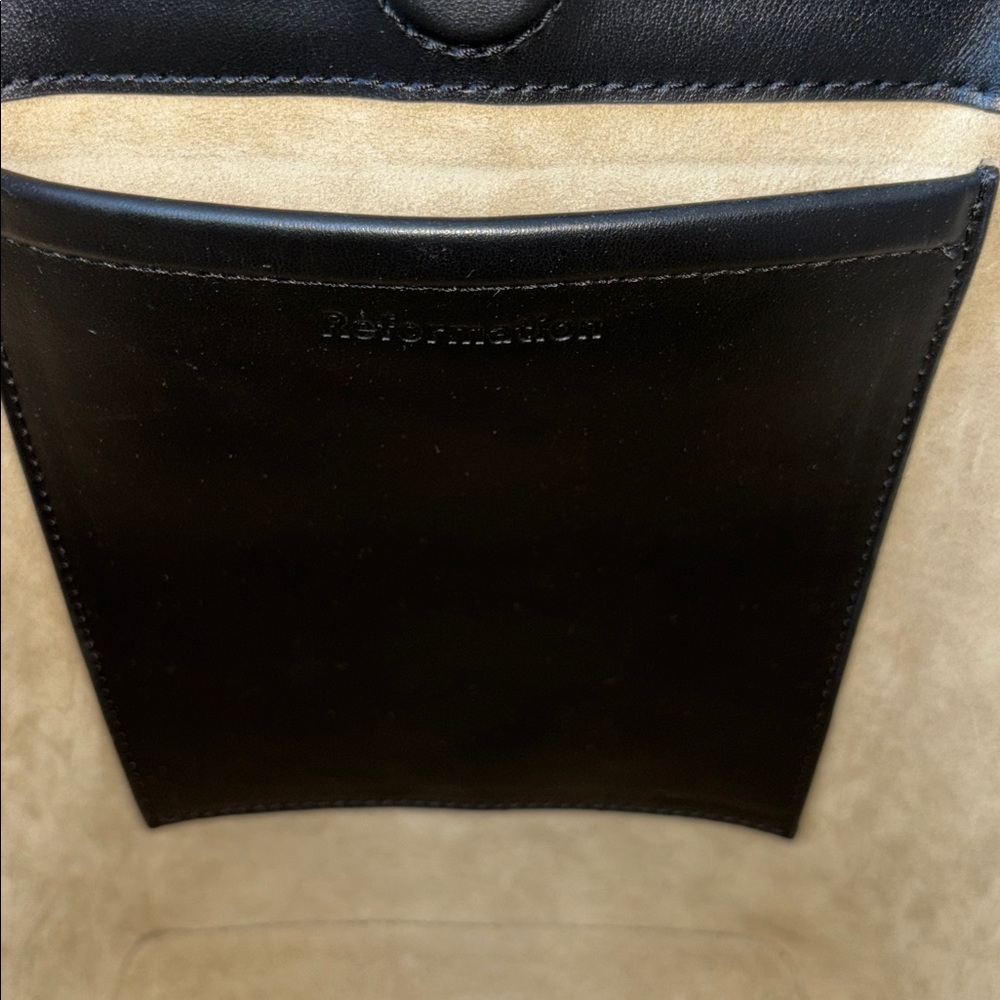 Reformation Black Rafaella Trapeze Tote Bucket Bag - Picture 7 of 11